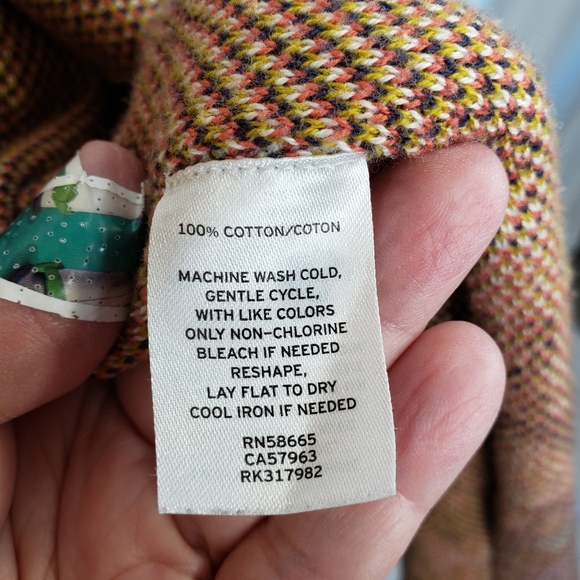 Wild Pearl Aztec Design Open Front Cardigan Lagen Look Blue & Orange Knit Sz M. - Picture 15 of 16